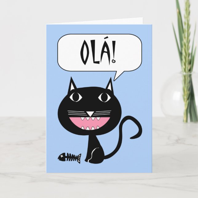 Olá! Hejer Card i portugis-, katt- och fiskben Kort (Framsida)
