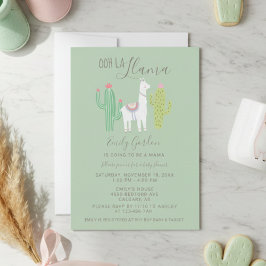 OLa Llama Baby Shower söt teal och brun enkel Inbjudningar