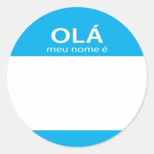 Ola Meu Nome E Portugisiska hejen namn bricka Runt Klistermärke