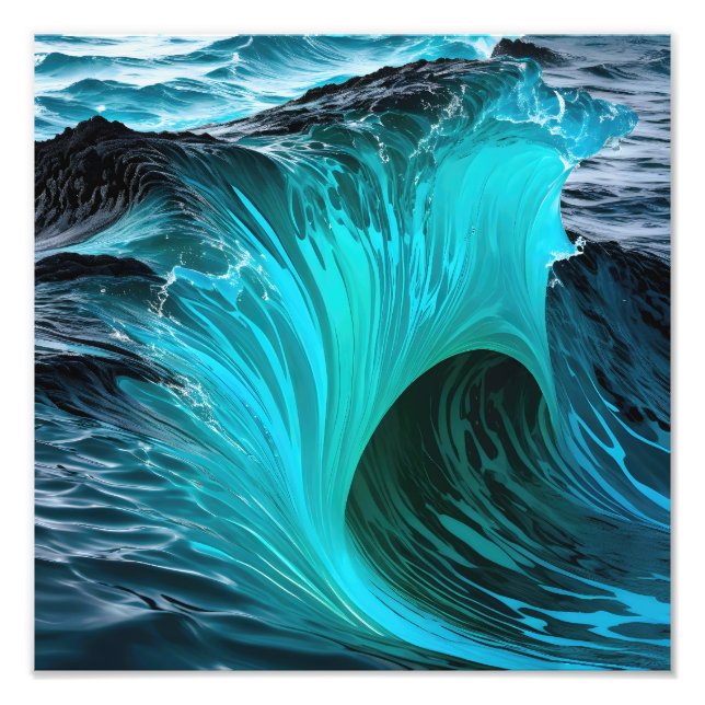 "Ola Tiburón" Blue Shark Wave Fototryck (Framsidan)