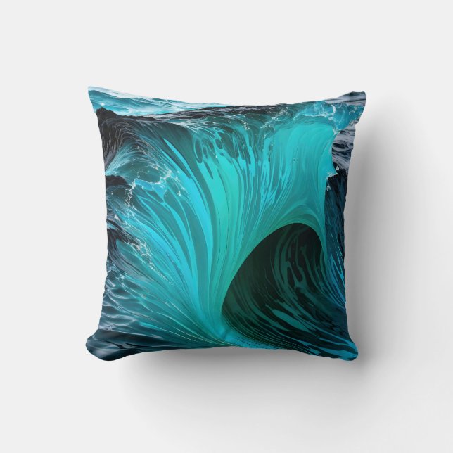 "Ola Tiburón" Blue Shark Wave Kudde (Framsida)