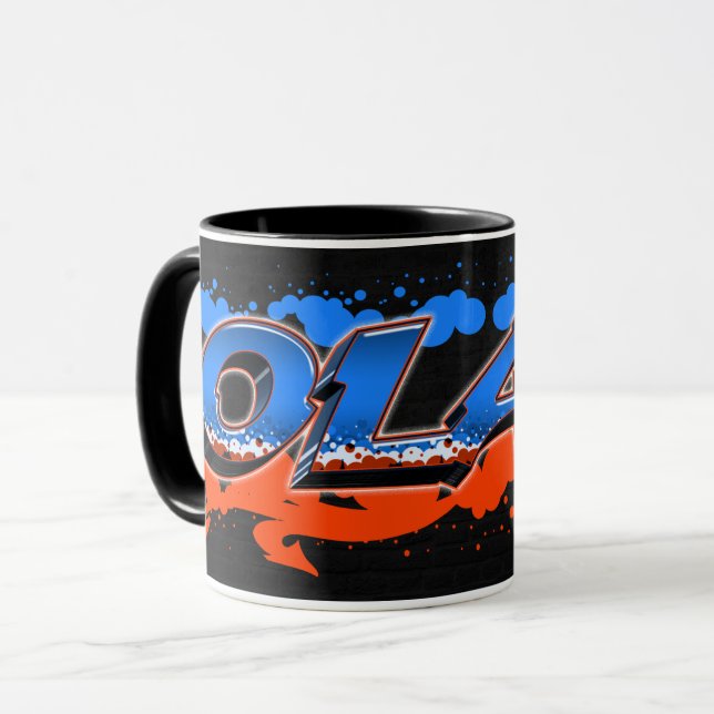 Olaf Vorname Name Graffiti blue orange Tasse Mugg (Framsida vänster)
