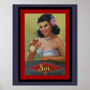 Ölaffisch 16 x 20 för solenoid Cerveza Poster