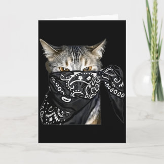 Olaglig katt Rolig gangsterkatt med bandana  Kort