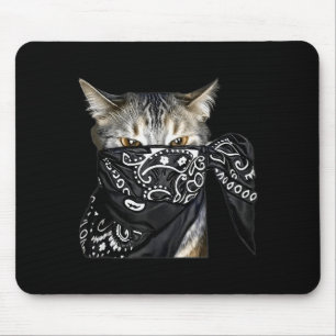 Olaglig katt Rolig gangsterkatt med bandana Musmatta