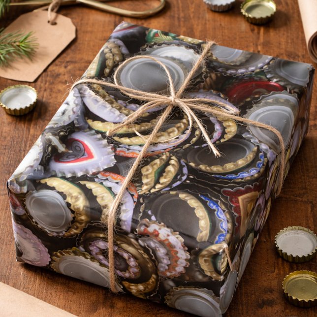 Ölälskare Coola Kronkorkar Mönster Presentpapper (Skapare uppladdad)