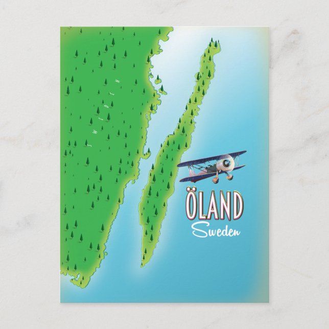 Öland Sverige ö karta Vykort (Framsida)