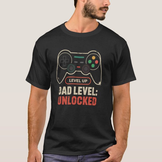Olåst spelarkontroll på Pappa-nivå Fars dag T Shirt (Framsida)