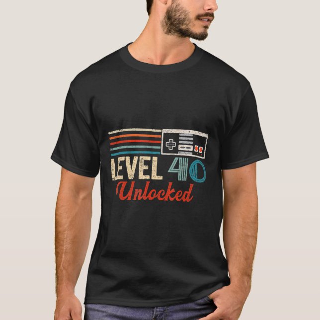 Olåst spelkontroll för Nivå 40 Birthday Boy Video T Shirt (Framsida)