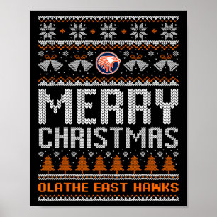 Olathe Öster Hawks Logotyp God jul Ugly Sweate Poster