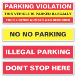 Olawliga parkeringsvarningar och förelägganden klistermärken