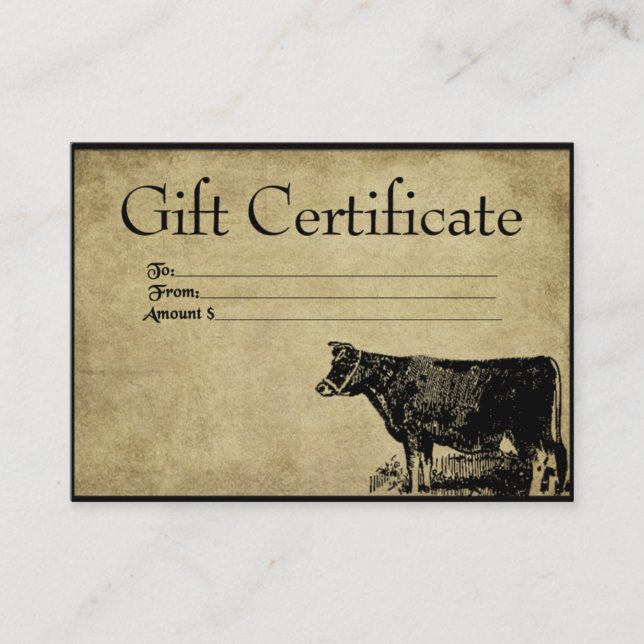 Ol'Bessy Cow - Prim Gift-certifikat Rabattkort (Framsida)