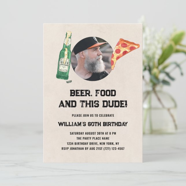 Ölbiffen Fotomannen Rolig 60-årsdag Inbjudningar (Stående Fram)