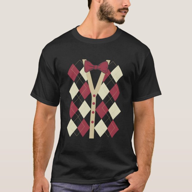 Old 100 Days Of School Argyle Pattern T Shirt (Framsida)