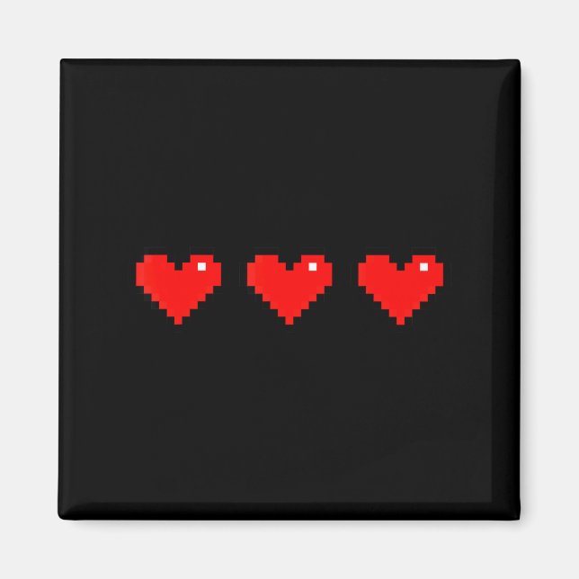 Old 8 Bit Heart Arcade Retro Xel Gamer Valentine's Magnet (Framsidan)