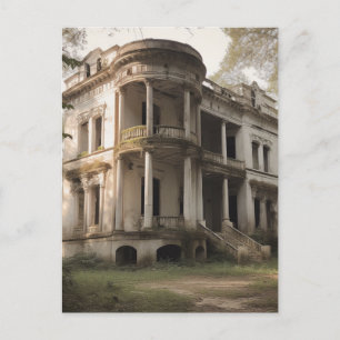 Old Abandoned White Mansion House Vykort
