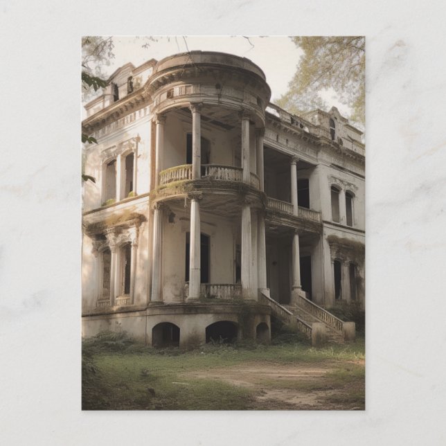 Old Abandoned White Mansion House Vykort (Framsida)