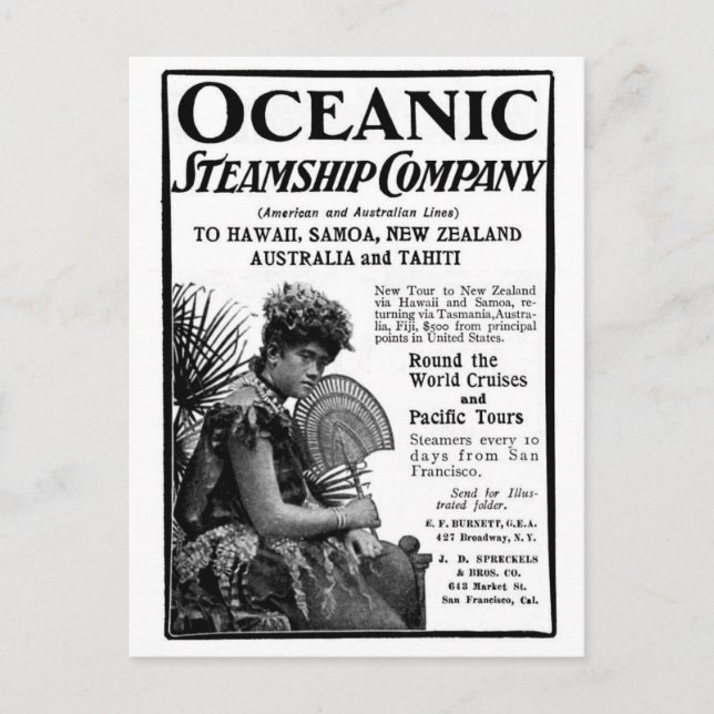 Old Advert Oceanic Steamship Company Vykort (Framsida)