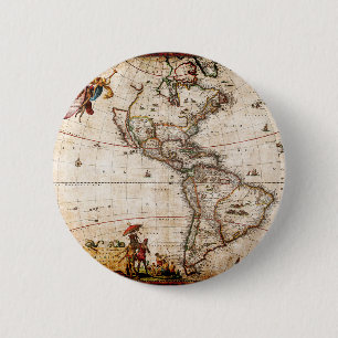 Old Antique North & South America Karta Knapp