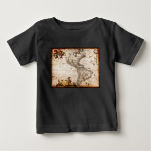 Old Antique North & South America Karta Tee