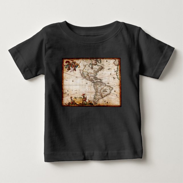 Old Antique North & South America Karta Tee (Framsida)