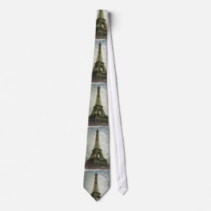 Old Antique Photo Eiffel Torn Paris Neck Tie Slips