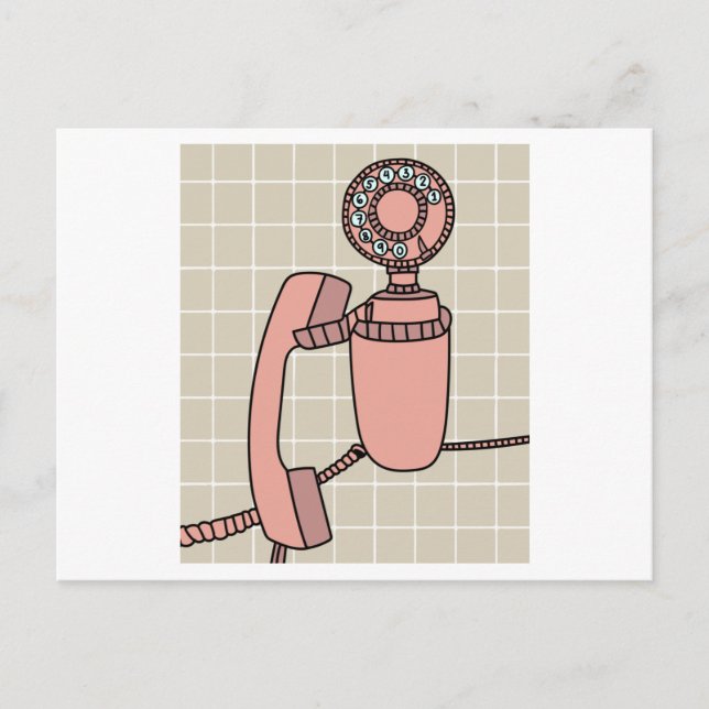 Old Antique Retro Telefoner Vykort (Framsida)