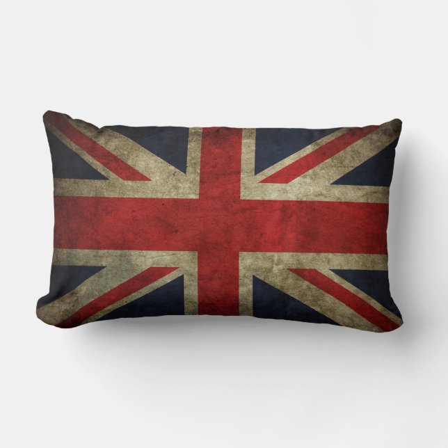 Old Antique UK British Union Jack Flagga Pillow Lumbarkudde (Framsida)