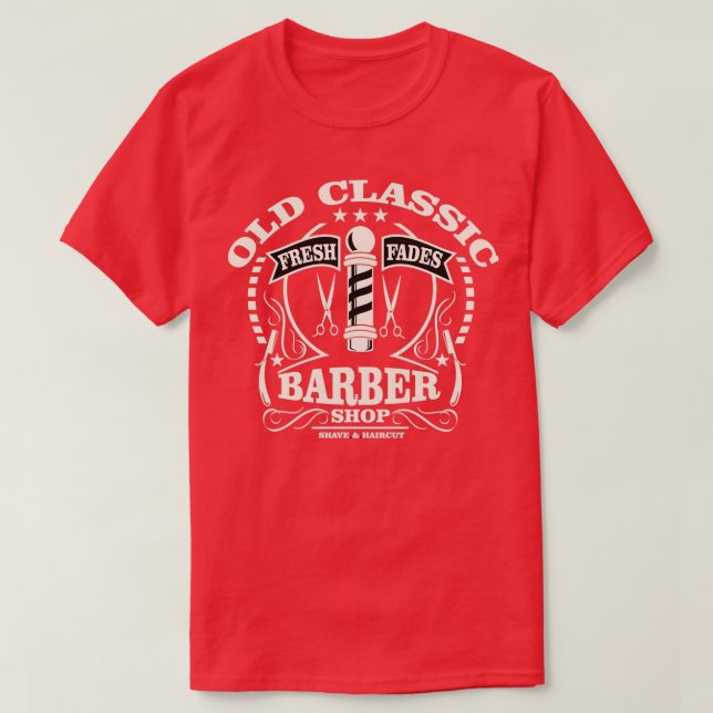 Old Barber Shop Beard T Shirt (Design framsida)
