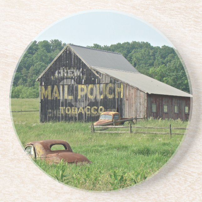 Old Barn Mail Pouch Tobacco Reklam Underlägg (Framsidan)