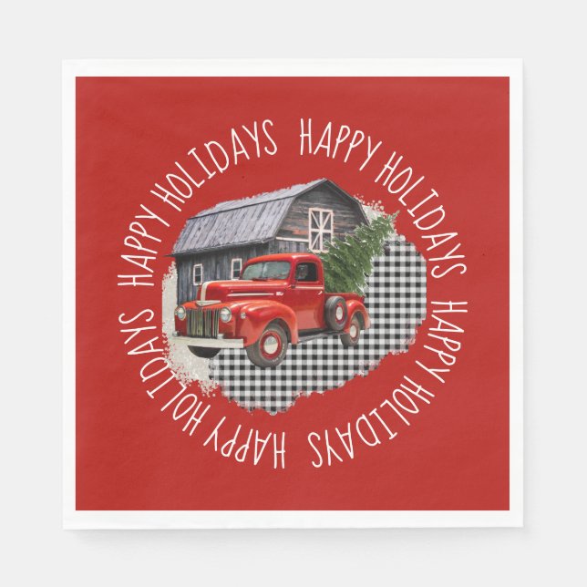 Old Barn With Red Truck Paper Napkin Pappersservett (Framsidan)