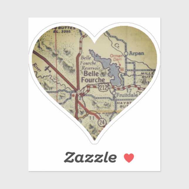 Old Belle Fourche SD Karta Klistermärken (Ark)