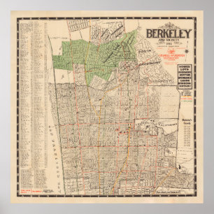 Old Berkeley CA Karta (1912) Poster