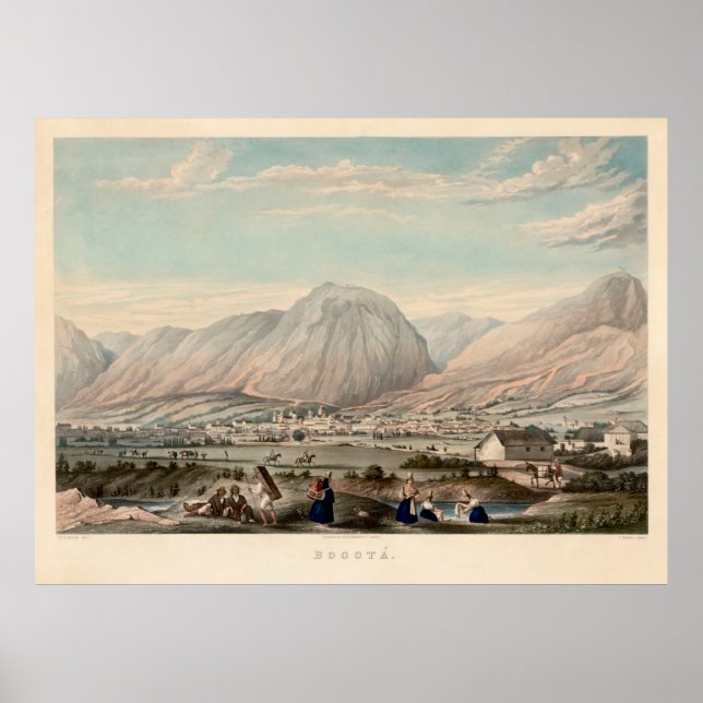 Old Bogota Colombia Karta (1840) Poster (Framsidan)