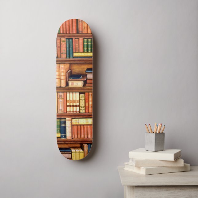 Old Bokar Bibliotek Bookshelf School Skateboard Bräda 21,6 Cm (Väggkonst)