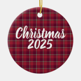 Old Brick och Cab Sav Plaid Jul 2025 Julgransprydnad Keramik