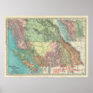 Old British Columbia Canada Karta (1903) Poster