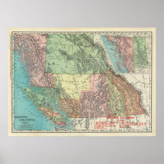 Old British Columbia Canada Karta (1903) Poster (Framsidan)