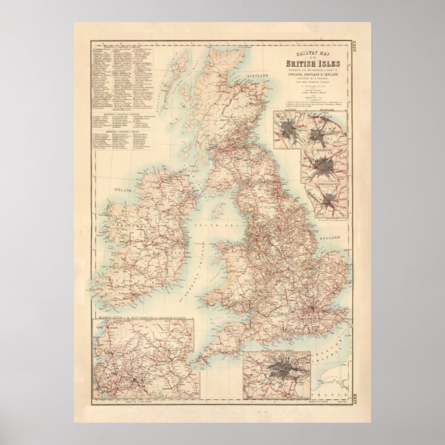 Old British Isles Railway Map (1872)  Poster (Framsidan)