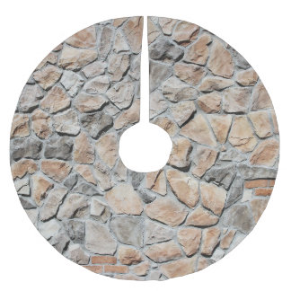 Old Brown Castle Stone Struktur Julgransmatta Borstad Polyester