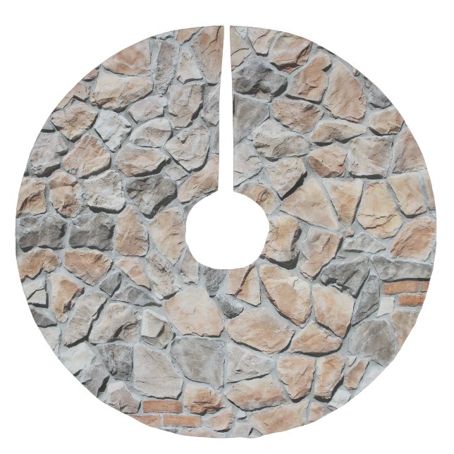 Old Brown Castle Stone Struktur Julgransmatta Borstad Polyester (Framsidan)