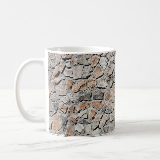 Old Brown Castle Stone Struktur Kaffemugg (Vänster)
