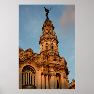 Old byggnads Spire, Havana, Kuba Poster