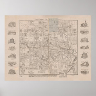 Old Calgary Canada Karta (1913)  Poster