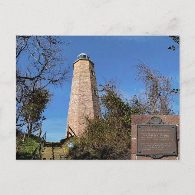 Old Cape Henry Lighthouse Fort Story, Virgina Post Vykort (Framsida)