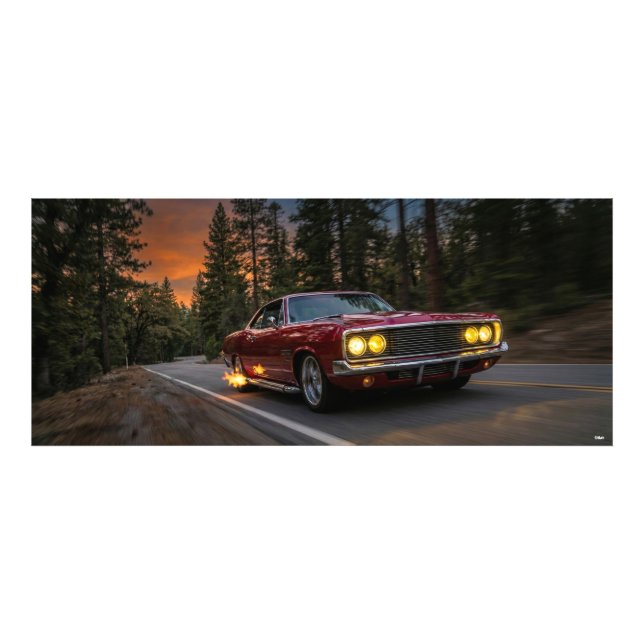 Old car on the road  fototryck (Framsidan)