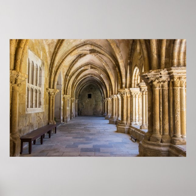 Old Cathedral Cloister Hallway Poster (Framsidan)