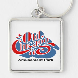 Old Chicago Amusement Park, Bolingbrook, Illinois Fyrkantig Silverfärgad Nyckelring