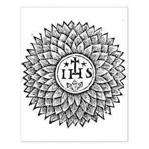 Old Christogram IHS Rubber Frimärke Stämpel