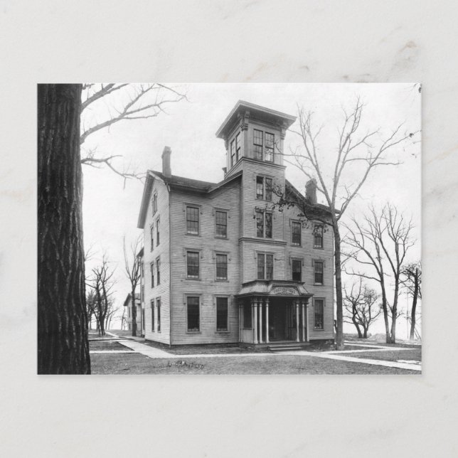 Old College, Evanston, byggt 1855 Vykort (Framsida)